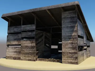 Barn1 wooden barn with roof Free low-poly 3D model