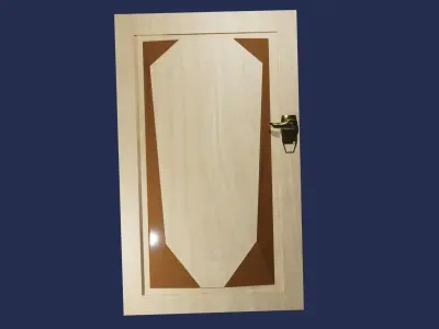 Wooden door with windows 3D model