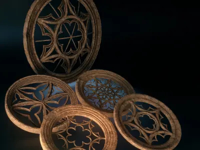 Medieval Circular Windows Pack 01 Low-poly 3D model