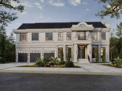 Neoclassical Villa Exterior Full 3D Scene Summer  3D model