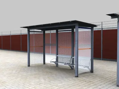Bus Stop Modern Low-poly 3D model