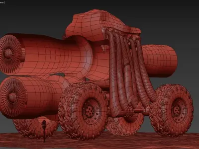 Turbo Truck Koala SteamPunk PBR Low-poly 3D model