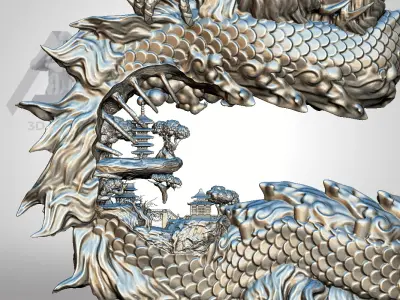 Chinese dragon with a lamp 3D print model
