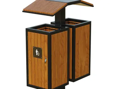 Outdoor Trash Bins 04 Low-poly 3D model