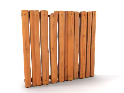 Rustic Wooden Fence model pack Low-poly 3D model