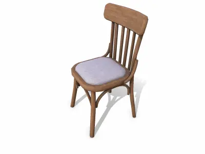  Old Wooden Chair 04 Low-poly PBR 