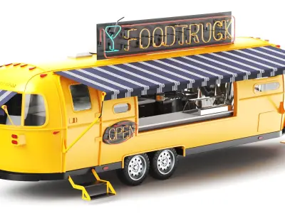  Detailed Airstream Hotdog Truck Yellow 