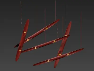 Coltrane group of gold pendant lights hanging from ceiling 3D model