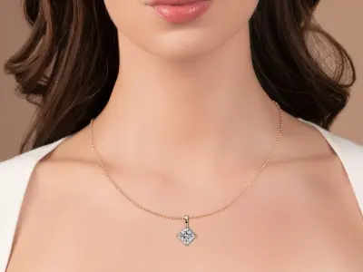 Princess Cut Solitaire Pendant CAD Design STL 3DM Files 3D print model