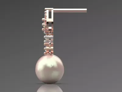 Teardrop-shaped drop earrings pearls and diamonds model pe0045 3D print model