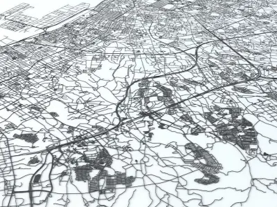 Osaka Area Road Network and Streets 3D model