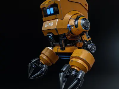 Cute Space Robot Rigged G-58 Yellow 3D model
