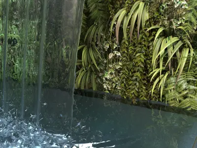 Wall Plants with waterfall 3D model