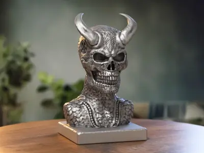 Skull robot demon dragon bust Cyborg skull dragon bust 3D print model purchase