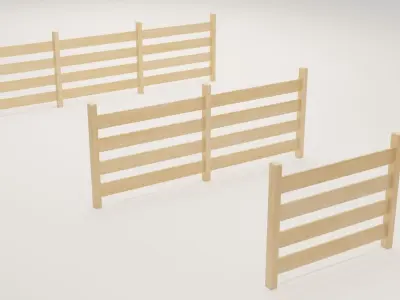 Stylized Fence Collection Low-poly 3D model