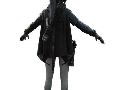Female Warrior Low-poly 3D model get