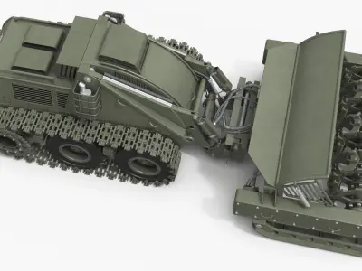  Tracked Mine Clearing UGV with Armored Flail Military Green 