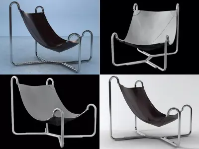 Baffo leather lounge chair on metal frame 3D model