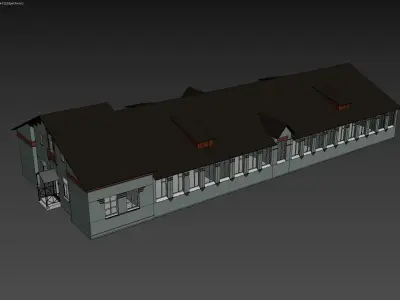 Small Educational Building with Gable Roof 3D model