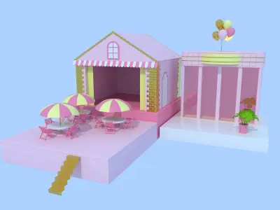 Theater  Store 3d model Cartoon 3D model