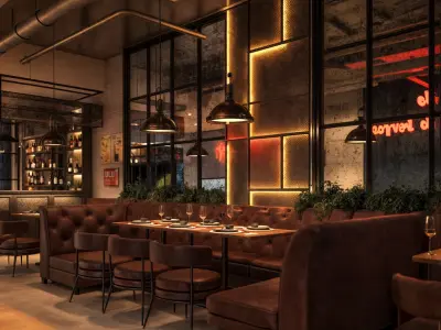 Restaurant and bar interior scene 2  3D model