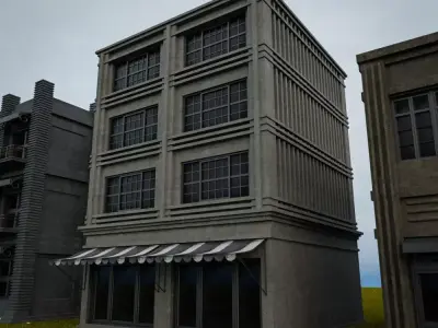 OLD RETRO CLASSICAL BUILDING 6 Low-poly 3D model