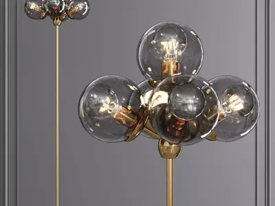 Modo Floor Lamp 5 Globes Brushed Brass and Gray Glass 3D model
