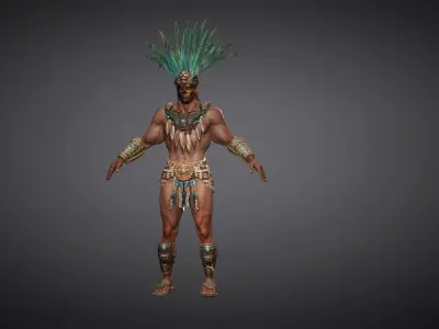 The Aztec Warrior Low-poly 3D model