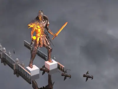 Colossus Of Rhodes with ships walkways 3D model