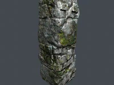 Mossy Stone Pillar Low-poly 3D model