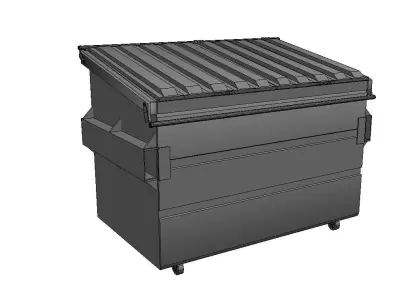 Dumpster trash can with graffiti Low-poly 3D model