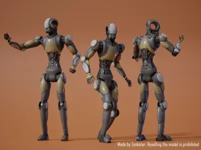 Rigged colored robot low-poly 3d model v3 Low-poly 3D model