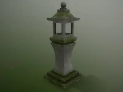 Stone Asian Lantern Low-poly 3D model