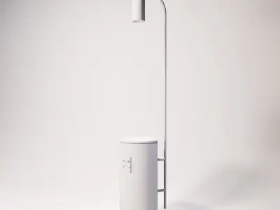 Floor lamp with marble base  Low-poly 3D model