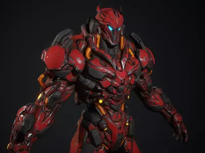 Titanium Guardian Low Poly Sci-Fi Character Low-poly 3D model