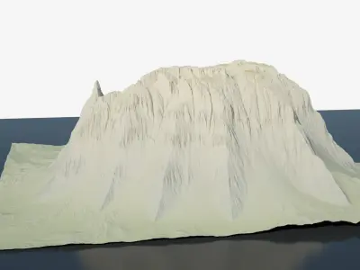 Highly detailed sci-fi rocky volcano with sand deposits 3D model