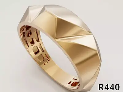 Facet Crest gold Ring 3D print model
