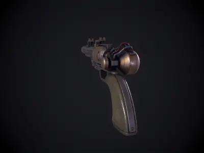 Sci-Fi Revolver Low-poly 3D model