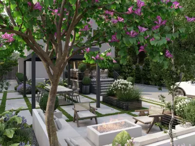 Garden Landscape 3D Model - SketchUp and Lumion Scene 3D model 3D model