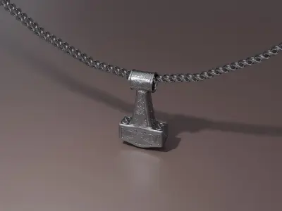 Mjolnir hammer necklace Low-poly 3D model