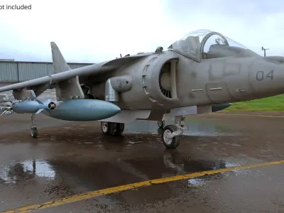  USMC Harrier II VTOL Fighter Jet Gray Rigged for Maya 