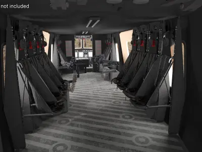  Military Transport Helicopter Desert Tan with Interior Rigged 