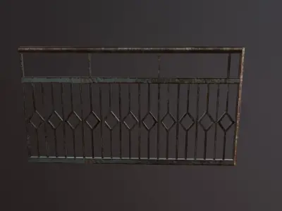 Metal Iron Fence Low-poly 3D model