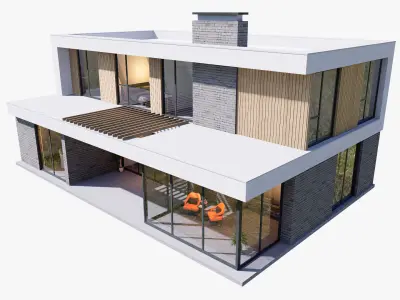  Modern Luxury 3D Villa Low-poly 3D model