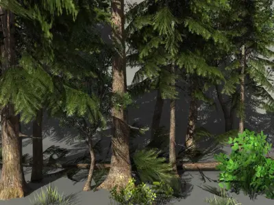 Northern Forrest Vegetation Low-poly 3D model