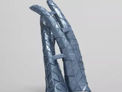 Glass pyramid Modern tower Hub city 1 3D model