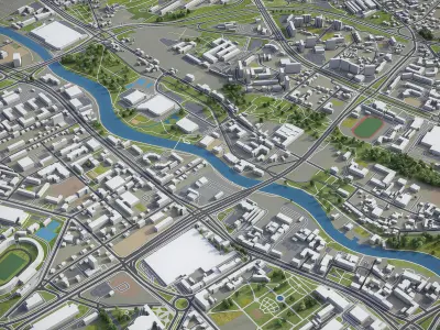 Bydgoszcz - City 3D Model Low-poly 3D model