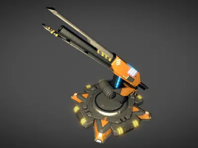 Rail Gun Turret Low-poly 3D model