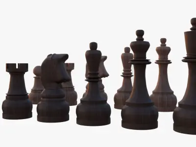 Chess Set Pieces Low-poly 3D model