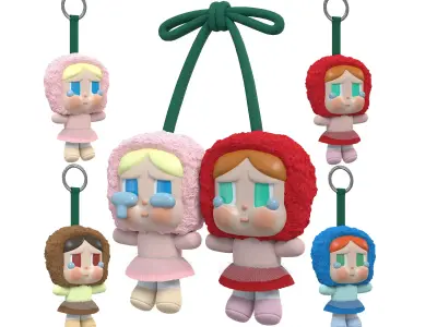 Cry Baby Face Doll Keychain Low-poly 3D model